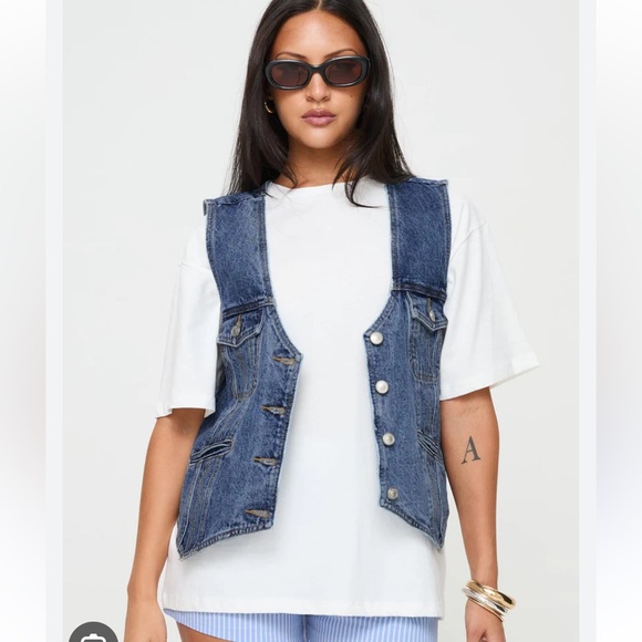 NWT Princess Polly Neils Oversized Denim Vest - Picture 2 of 6